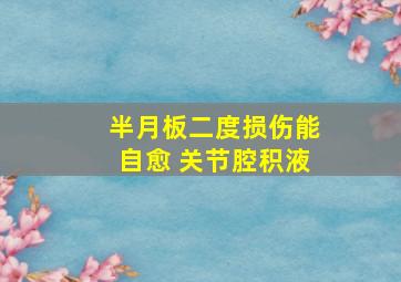 半月板二度损伤能自愈 关节腔积液